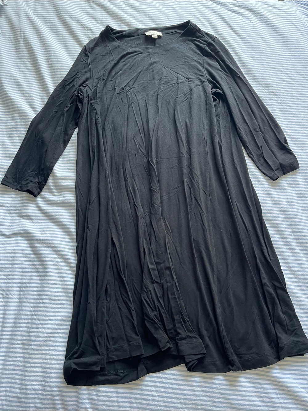 LOFT Black Crew Neck Long Sleeve Dress